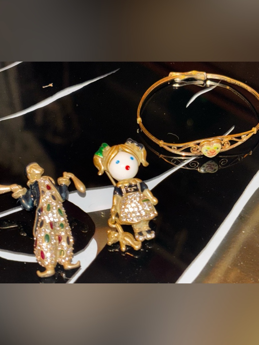 Antique gold earrings & a collectible Kiddie Kraft 1/20 12 Kt bracelet
